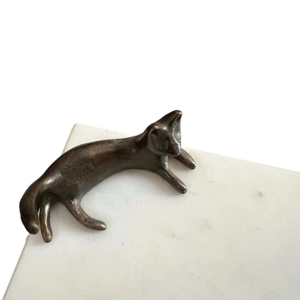 Vtg Michael Aram MARBLE Cat and Mouse Cheese Board w/ Bronze Accents Witty Piece - Picture 3 of 13